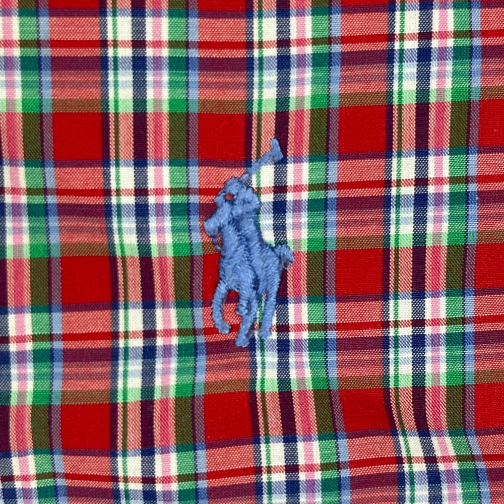 Ralph Lauren EUC Button‎ Down Shirt Men's XL Red Plaid Custom Fit Cotton - Picture 10 of 10